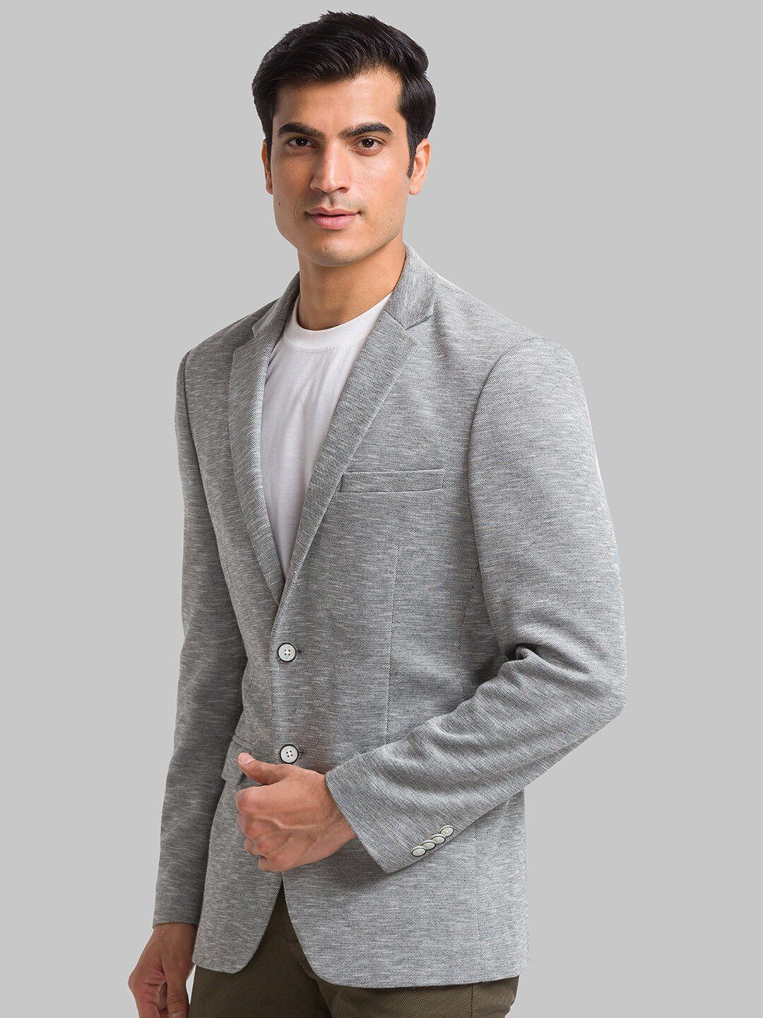 Park Avenue Self Design Super Slim Fit Single-Breasted Casual Blazer