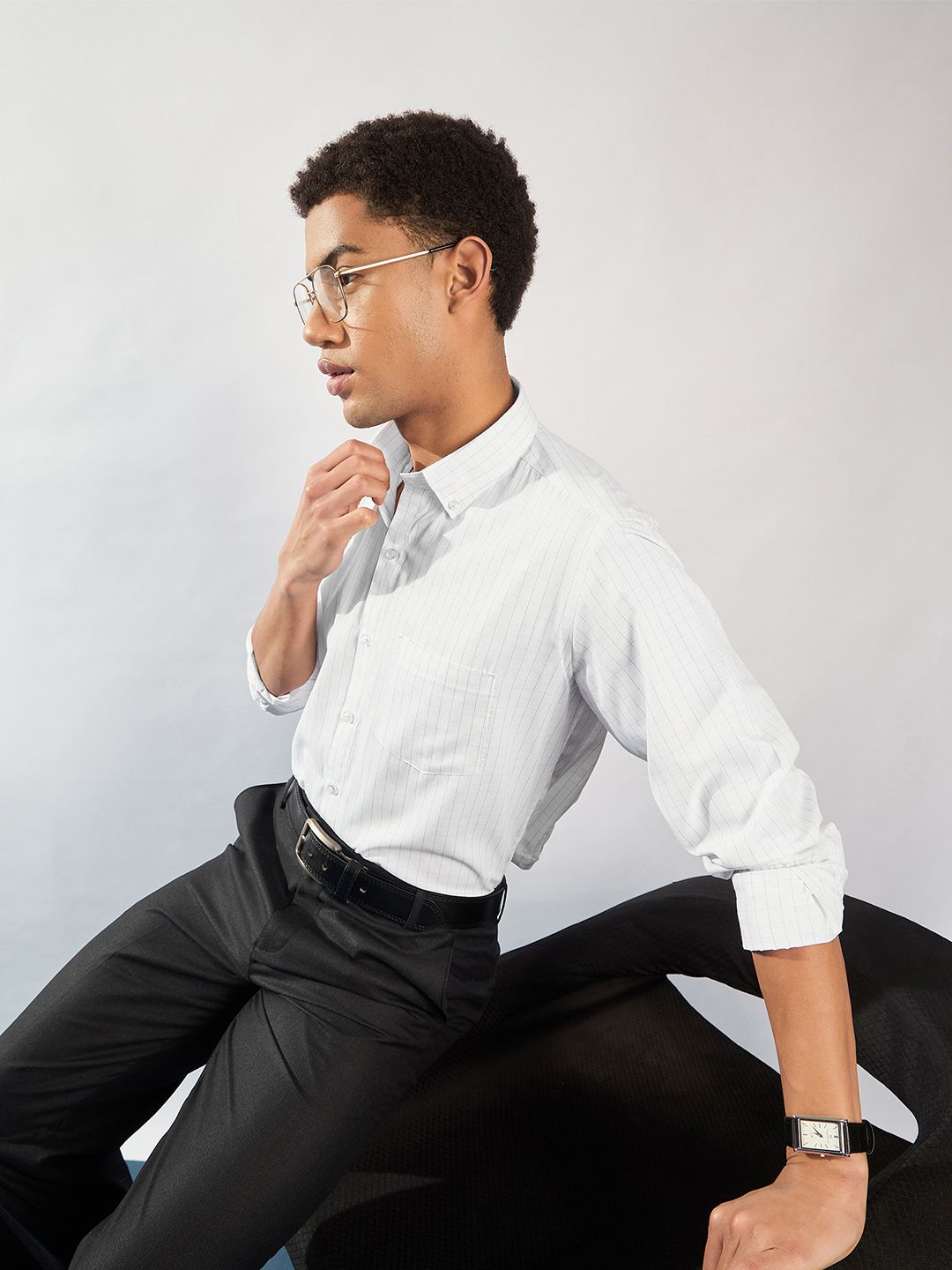 DENNISON Smart Micro Checks Regular Fit Formal Shirt