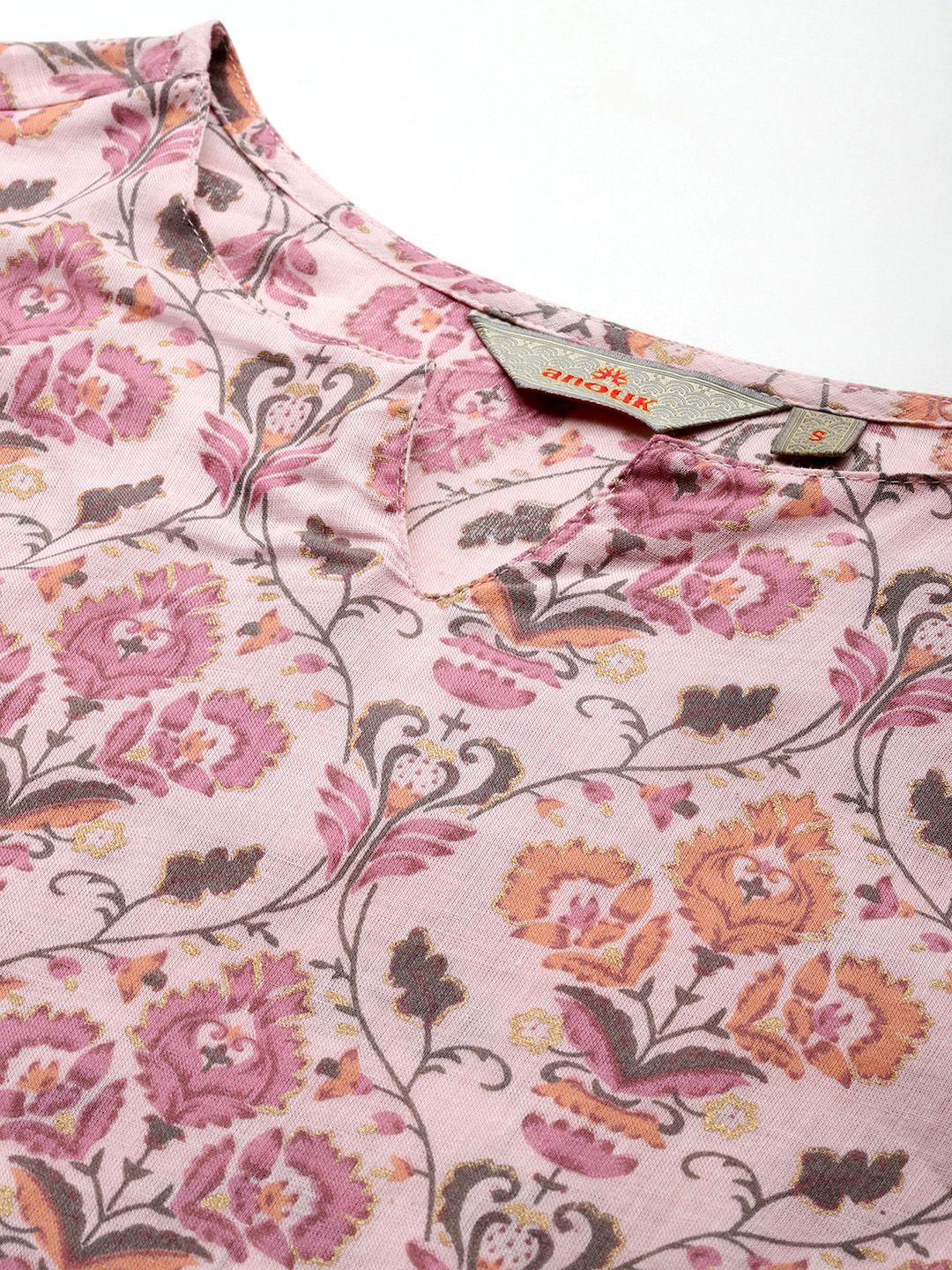 Anouk Ethnic Motifs Printed Pure Cotton Kurta with Trousers & With Dupatta