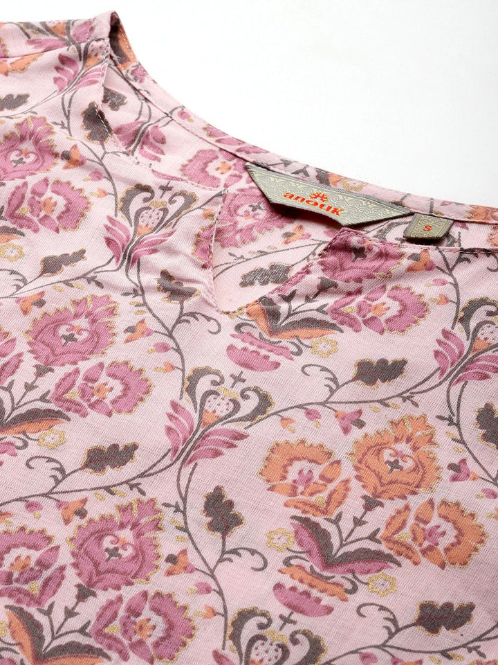 Anouk Ethnic Motifs Printed Pure Cotton Kurta with Trousers & With Dupatta