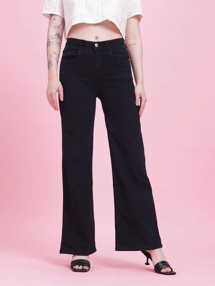 DressBerry Women Mid-Rise Wide Leg Stretchable Jeans