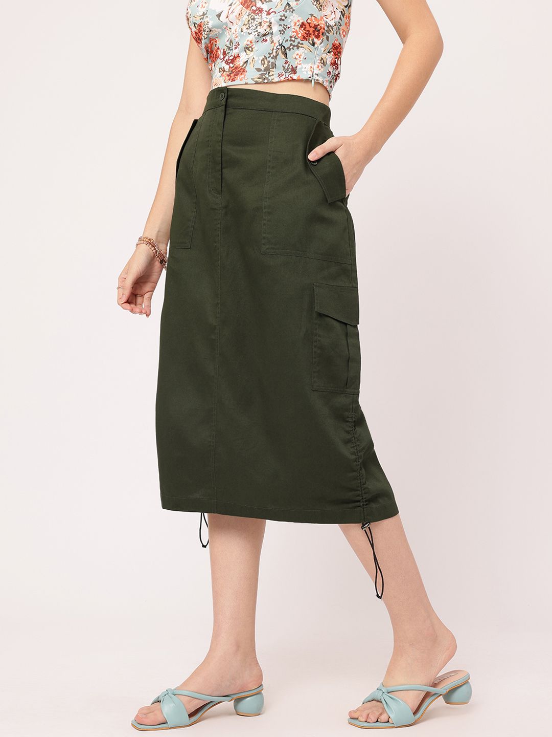 DressBerry Straight Toggle Adjusted Pure Cotton Skirt