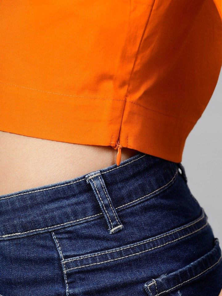 STREET 9 Orange Solid Blouson Top