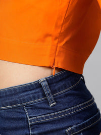 STREET 9 Orange Solid Blouson Top