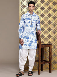 House of Pataudi Shirt Collar Tribal Printed Jashn Kurta