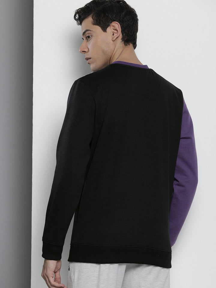 The Indian Garage Co Men Black &Purple Colourblocked Sweatshirt
