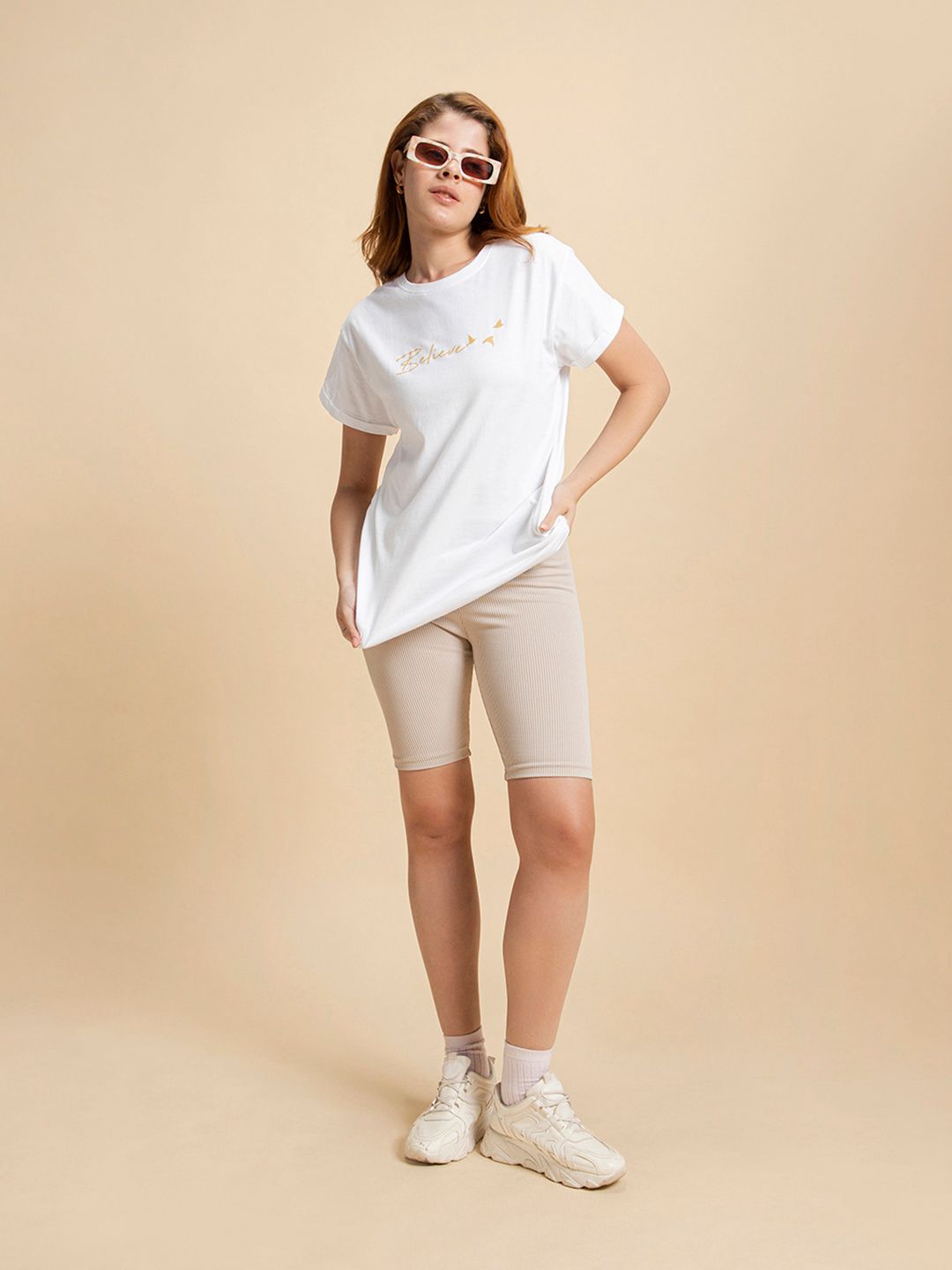 Bewakoof Women Printed Drop-Shoulder Sleeves Boyfriend Fit T-shirt