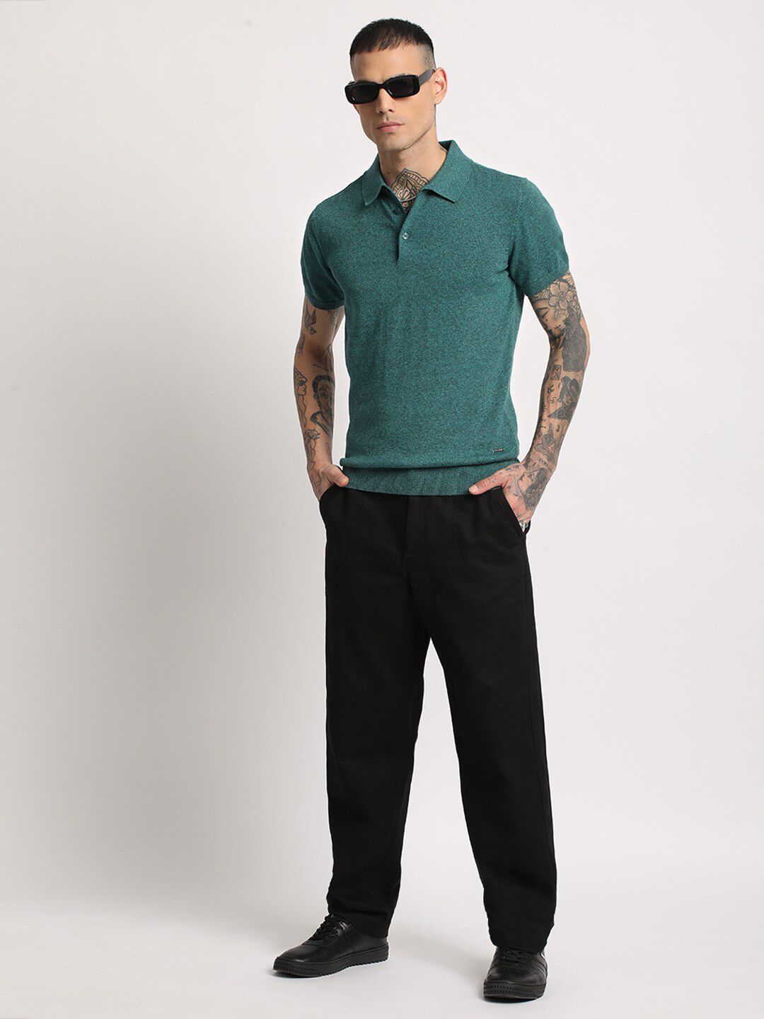 THE BEAR HOUSE Men Solid Regular Fit Cotton Polo Collar T-Shirts