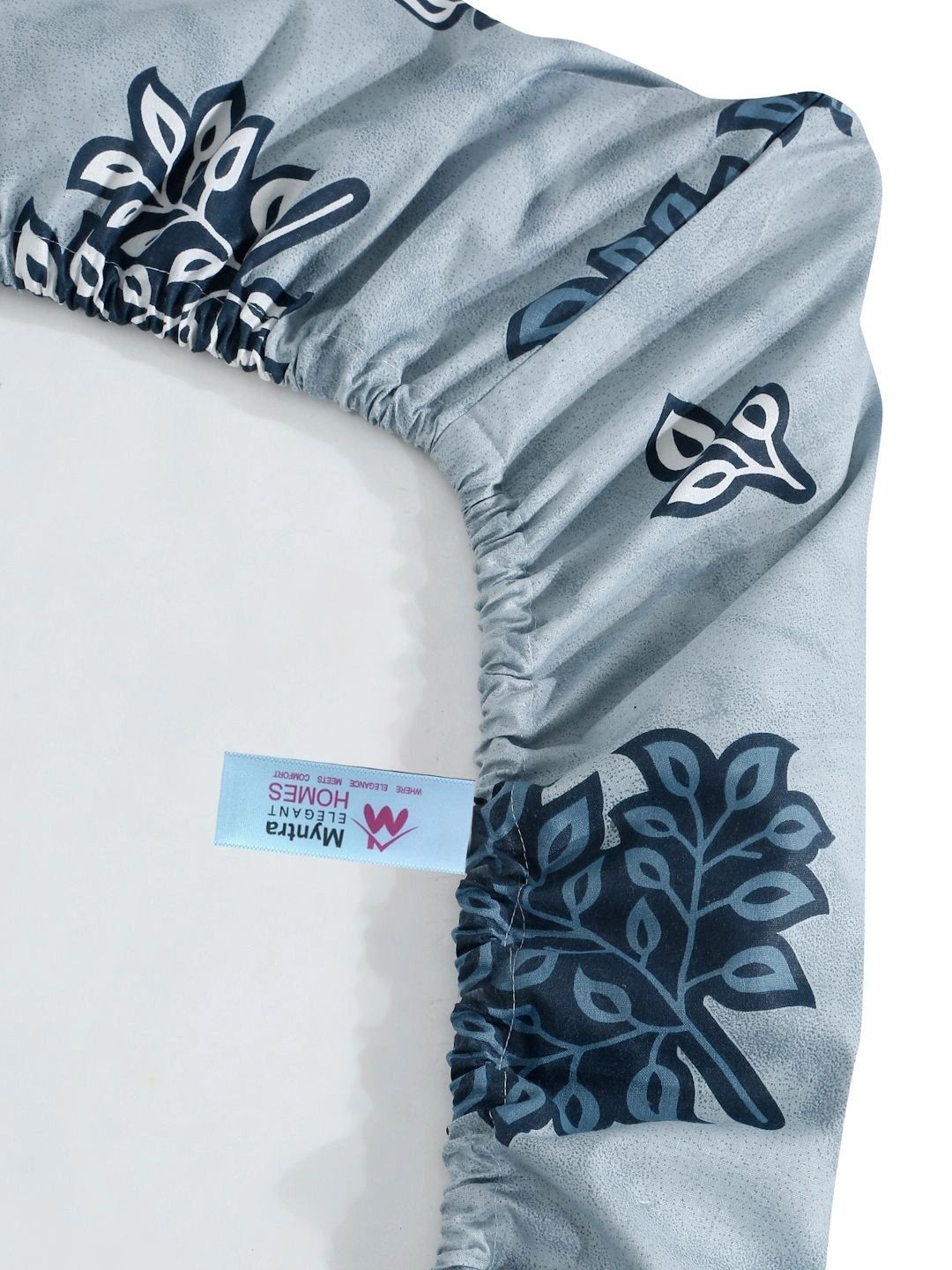 Myntra Elegant Homes Blue & Navy Blue Floral 400 TC Cadar Single dengan 1 Sarung Bantal