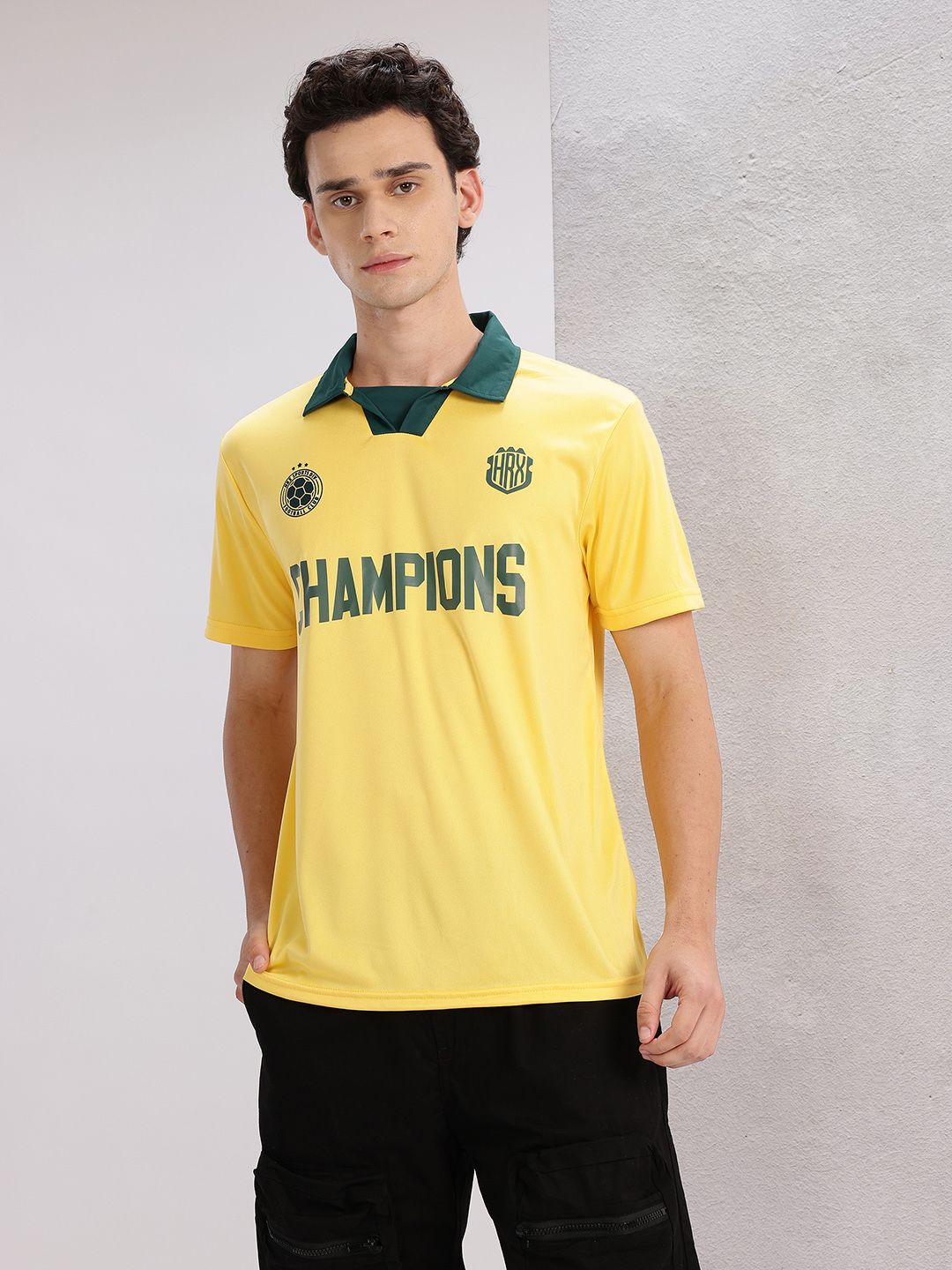 HRX by Hrithik Roshan Polo Collar Printed Rapid-Dry Football Jersey