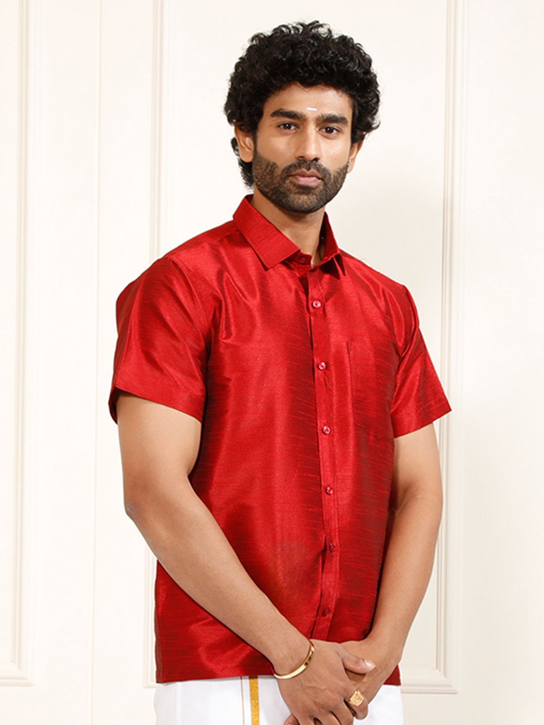 VASTRAMAY Premium Opaque Silk Ethnic Shirt