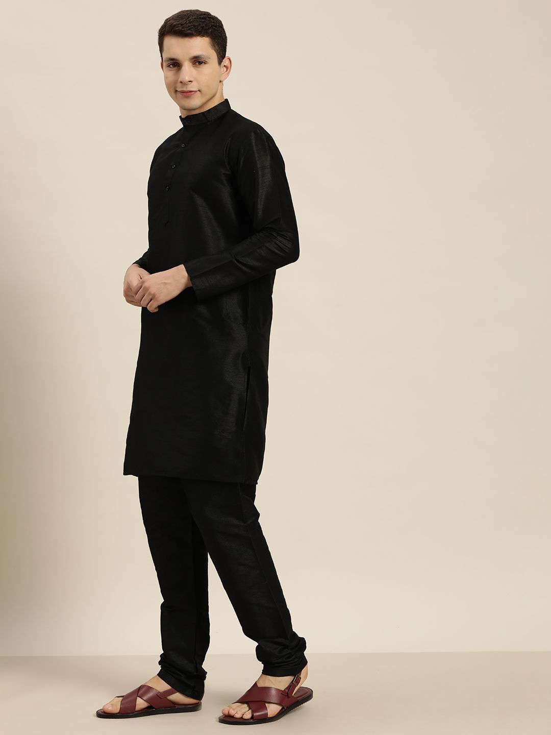 SOJANYA Black Mirror Work Kurta with Churidar