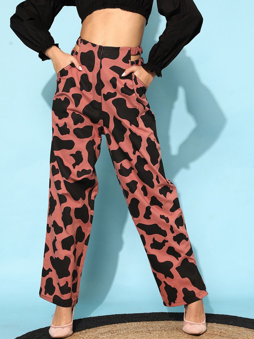 STREET 9 Women Pink Animal Printed Trousers