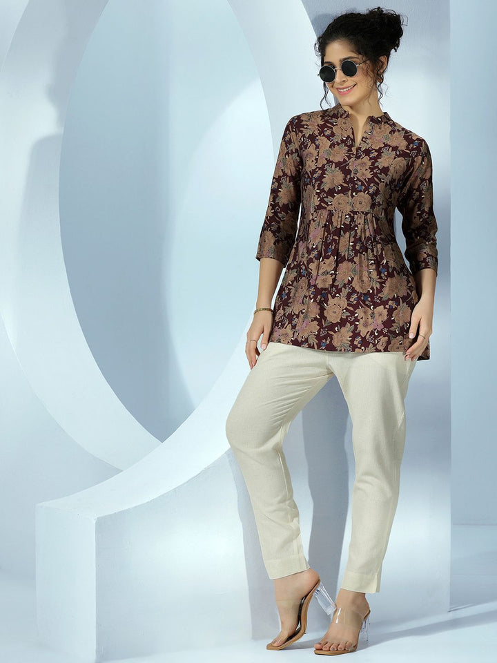 Libas Women Printed Mandarin Collar Tunic