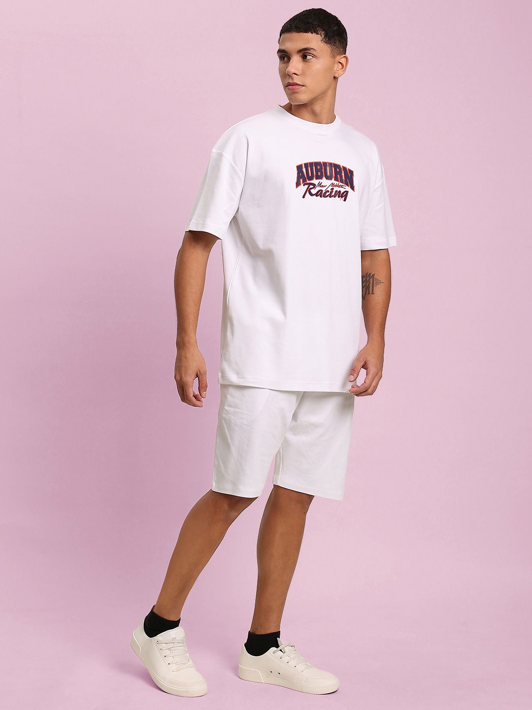 Bene Kleed Men Printed Cotton Applique Oversized T-shirt