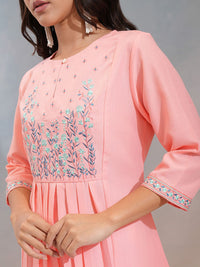 Vishudh Floral Commider Keyhole Neck A Line Kurta