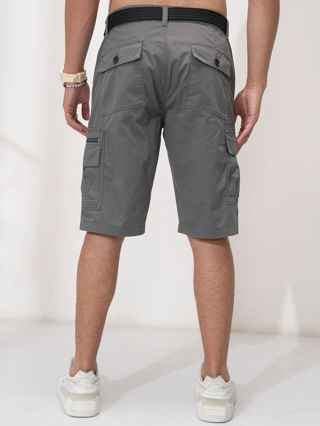Highlander Men Regular Fit Mid-Rise Cotton Cargo Shorts