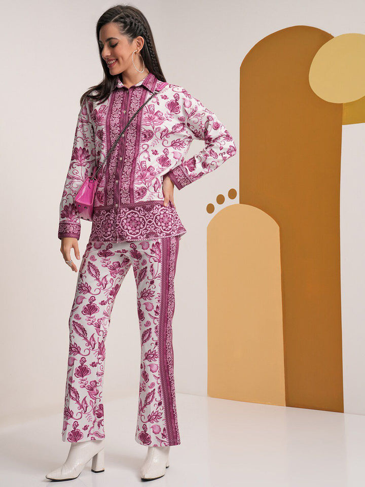 Vishudh Printed Co-Ord Set -Shirt With Elasticated Palazzo