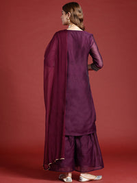 Anouk Striped Regular Kurta with Palazzos & With Dupatta