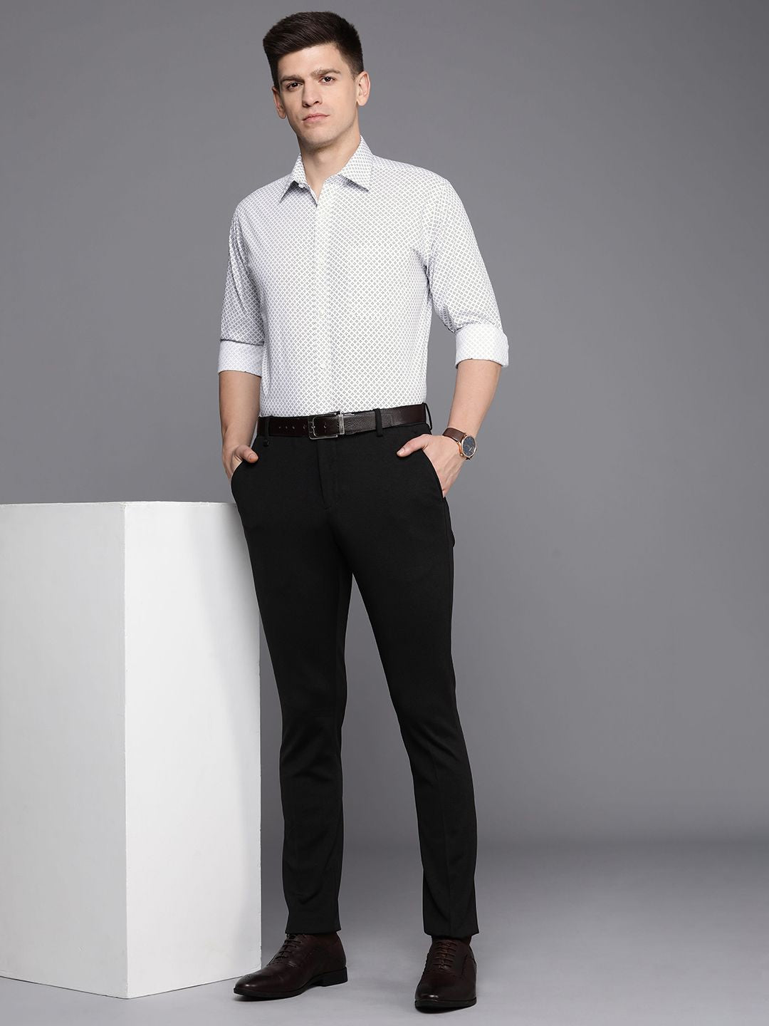 Raymond Men Slim Fit Pure Cotton Printed Formal Shirt