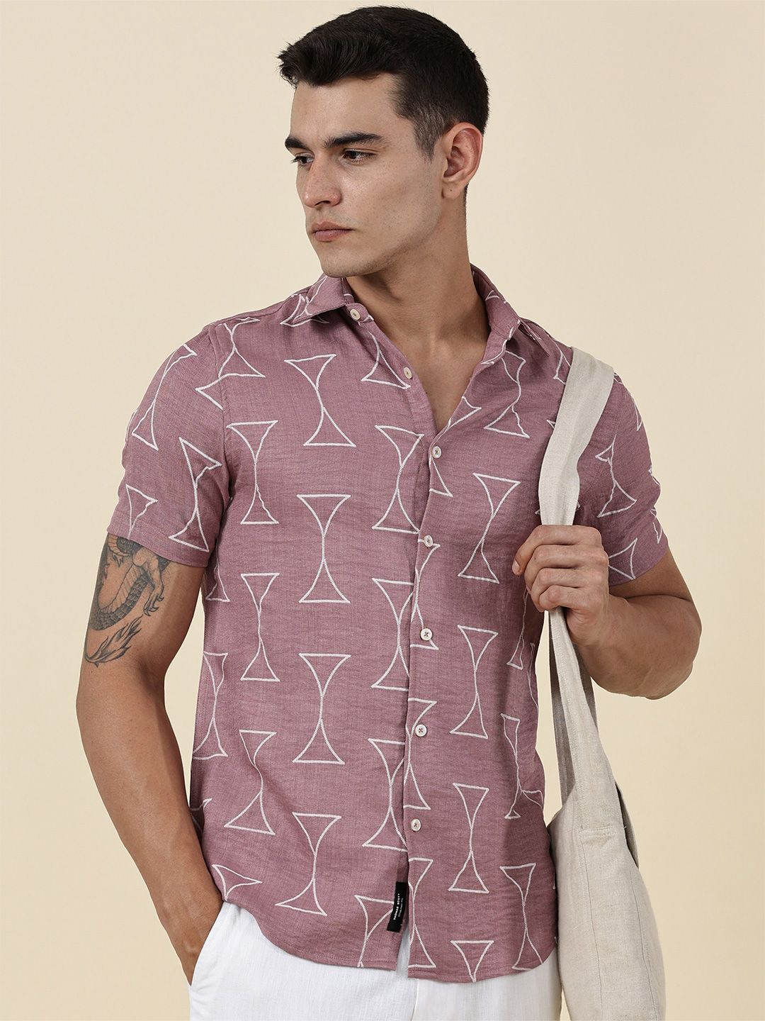 Thomas Scott Men Classic Slim Fit Opaque Printed Casual Shirt