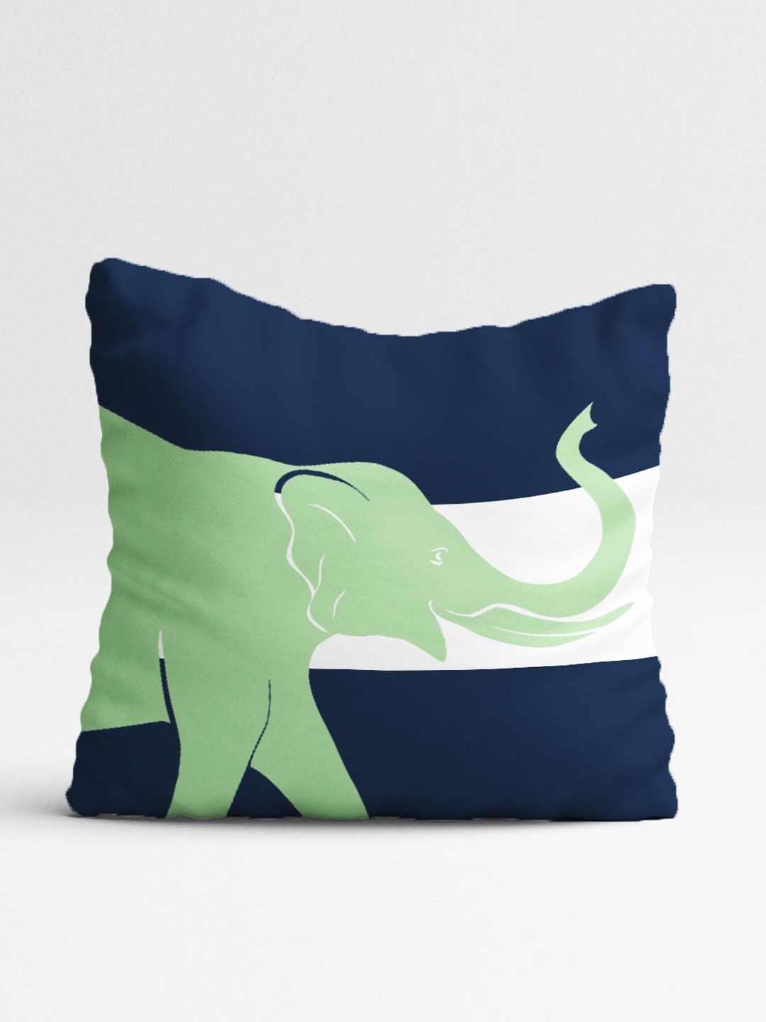 STITCHNEST Green & Navy Blue Set of 5 Geometric Square Cushion Covers