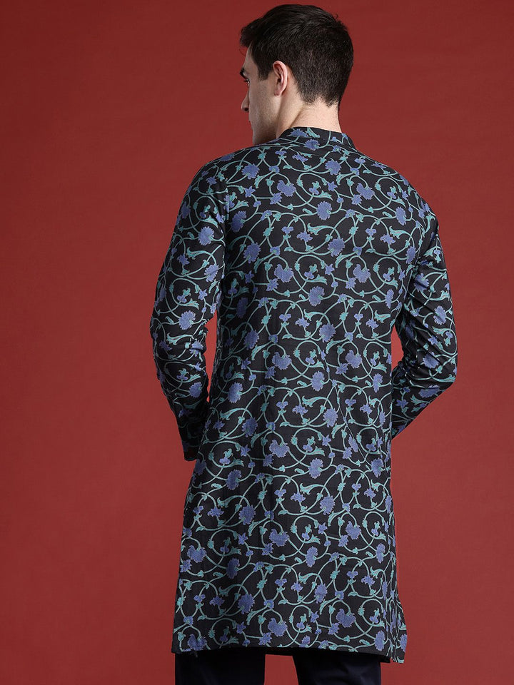 Anouk Men FloralPrinted Mandarin Collar Pure Cotton Kurta