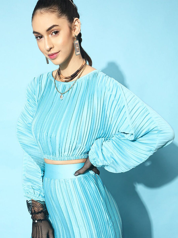 STREET 9 Women Alluring Turquoise Blue Solid Top