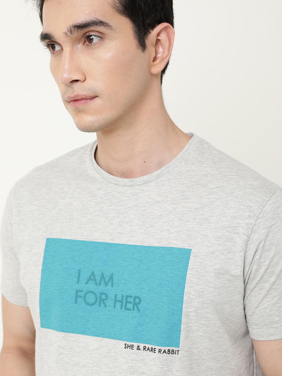 RARE RABBIT Men I Am Typography Printed Slim Fit T-Shirt