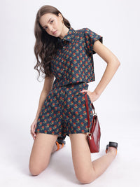 DressBerry Floral Fusion Printed Cropped Co-Ords