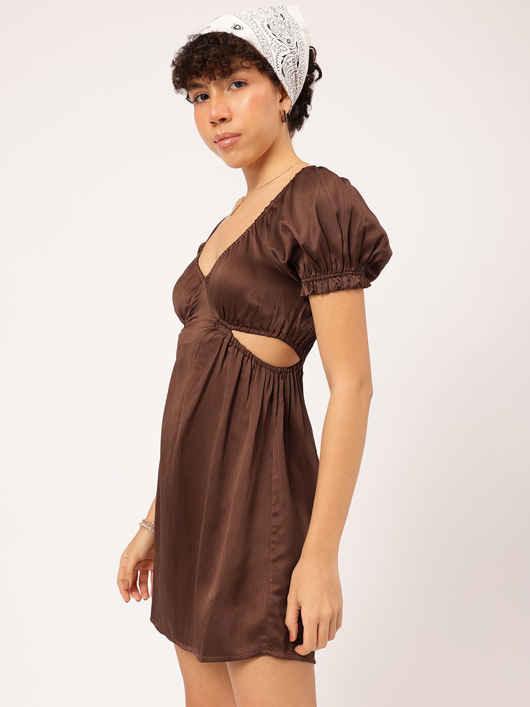 DressBerry Nostalgia Nights Cut-Out Sheen A-Line Mini Dress