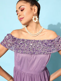 STREET 9 Women Lavender Solid Dress