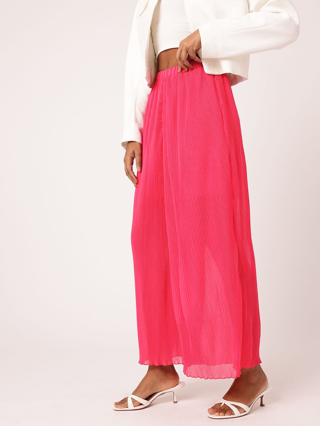 DressBerry Women Enchanting Accordion Rhythm Wide Leg Trousers