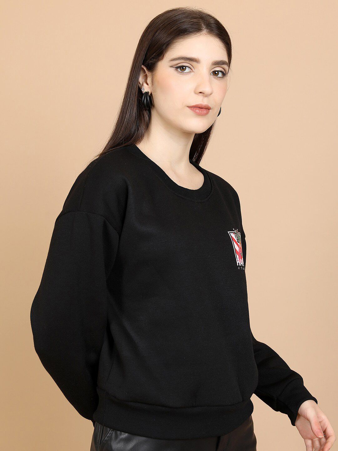Tokyo Talkies Black Printed Pullover Sweatshirt