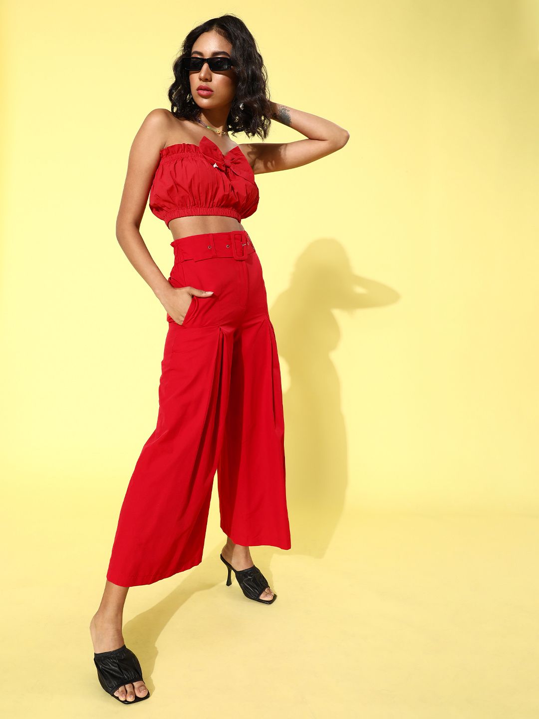 STREET 9 Women Red Solid Bardot Top