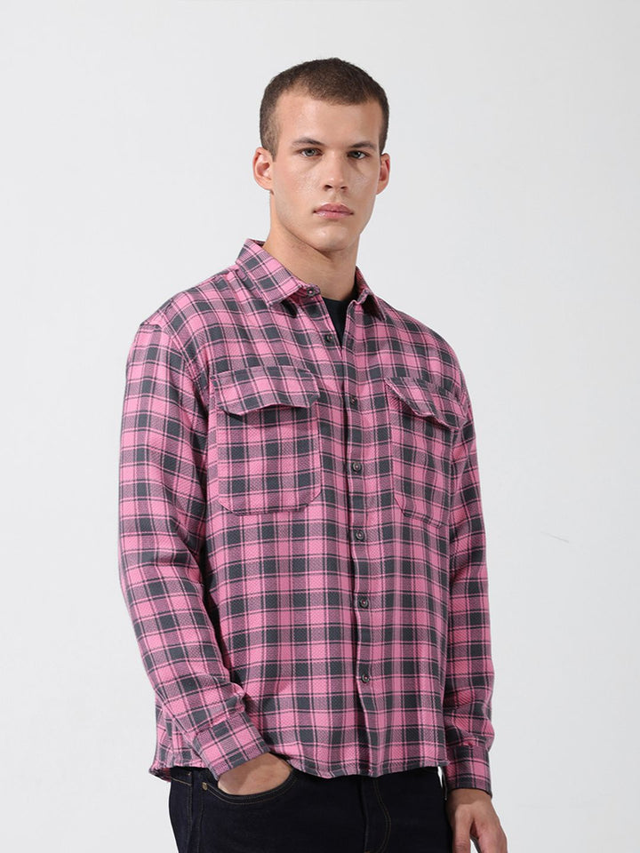 The Indian Garage Co Men Relaxed Fit Checkered Dobby Casual Shirt
