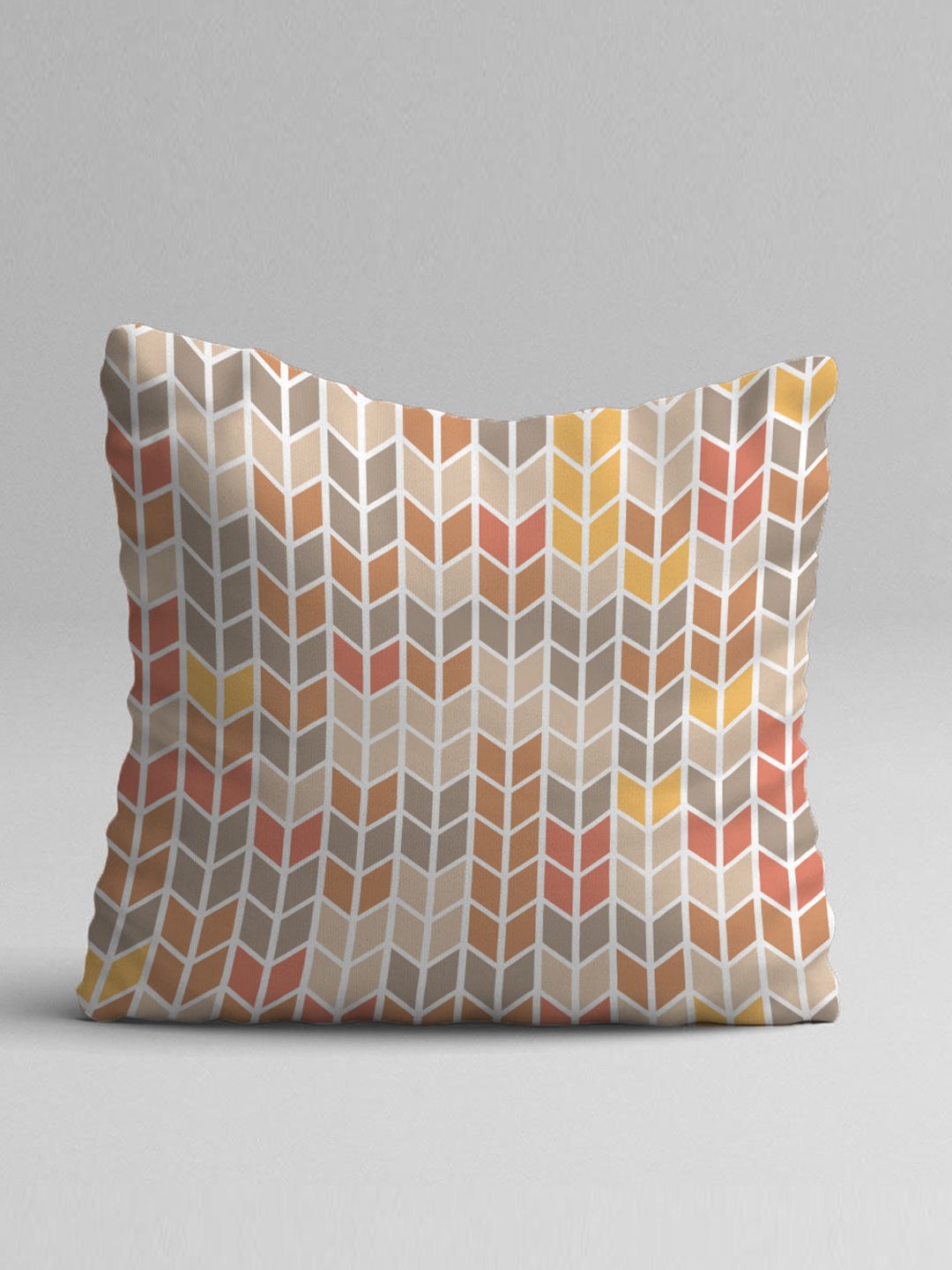 STITCHNEST Set of 5 Yellow & Pink Geometric Square Cushion Covers