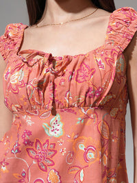 Tokyo Talkies Women Floral Print Ruffled Sheath Mini Dress