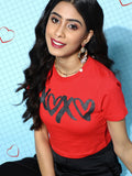 SASSAFRAS Women Gorgeous Red Graphic Cropped Tshirt