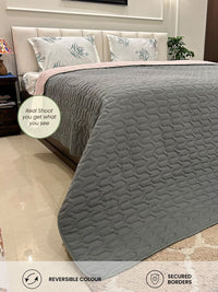 URBAN SPACE Grey Geometric Microfiber Heavy Winter Double Bed Comforter
