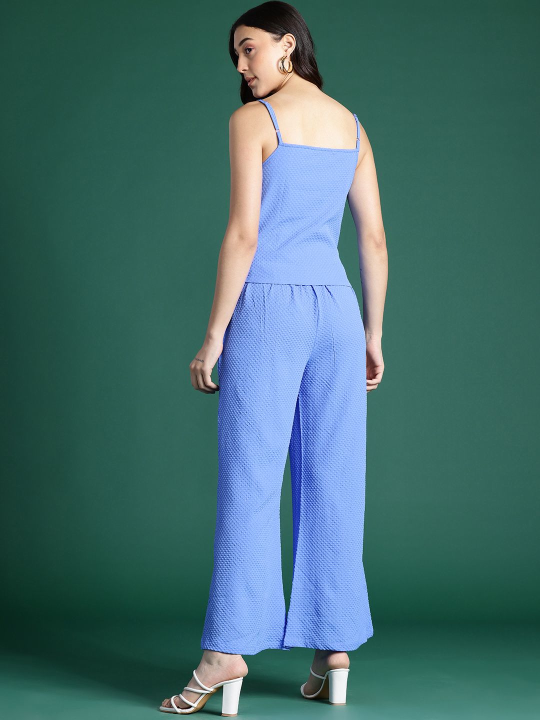 DressBerry Twisted Detail Textured Top and Trousers Co-Ord Set