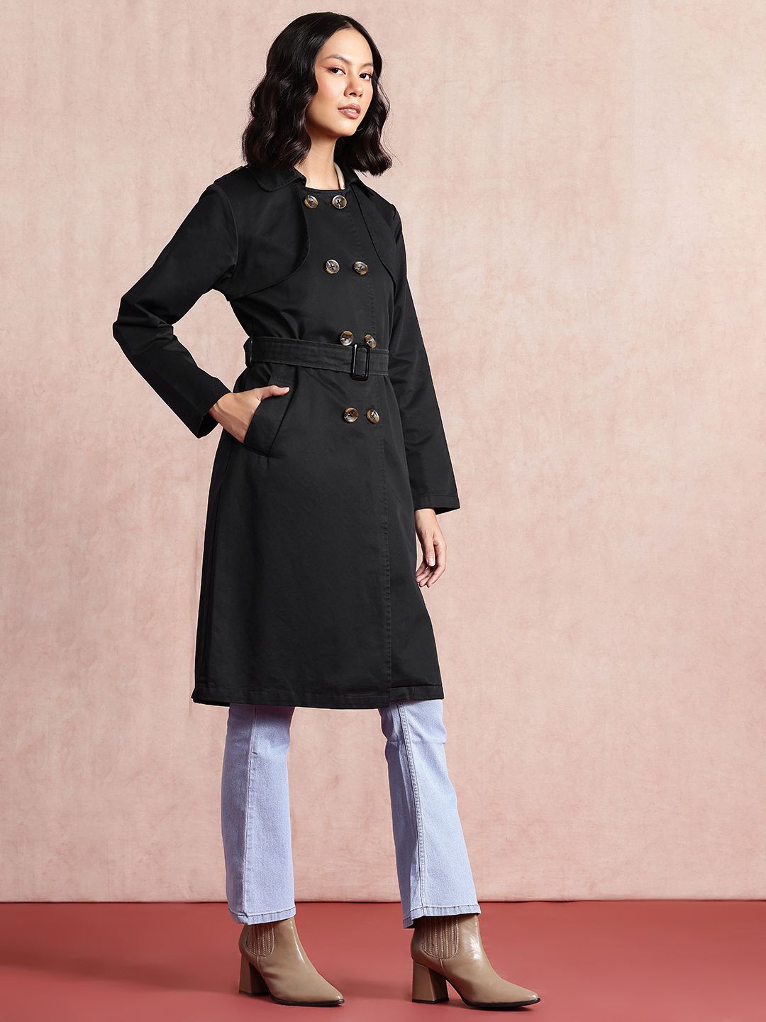all about you Knee Length Pure Cotton Trench Coat