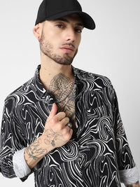 VASTRADO Men Classic Slim Fit Opaque Printed Casual Shirt