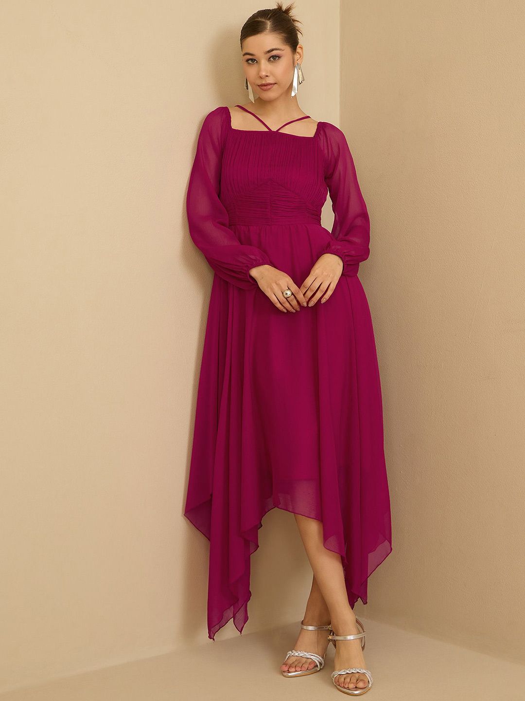 Antheaa Women Chiffon Maxi Midi Dress