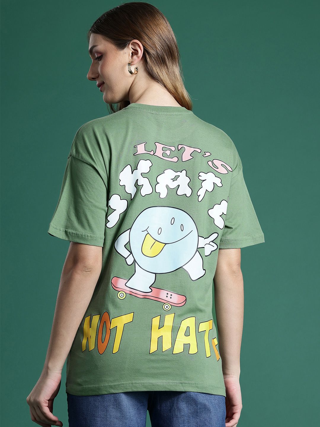 DressBerry Women Pure Cotton Printed Drop-Shoulder Sleeves T-shirt