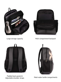 Zouk Women Ethnic Printed Vegan Leather Backpack dengan tali mampatan sehingga 16 inci