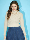 STREET 9 Cable Knit Self Design Acrylic Pullover