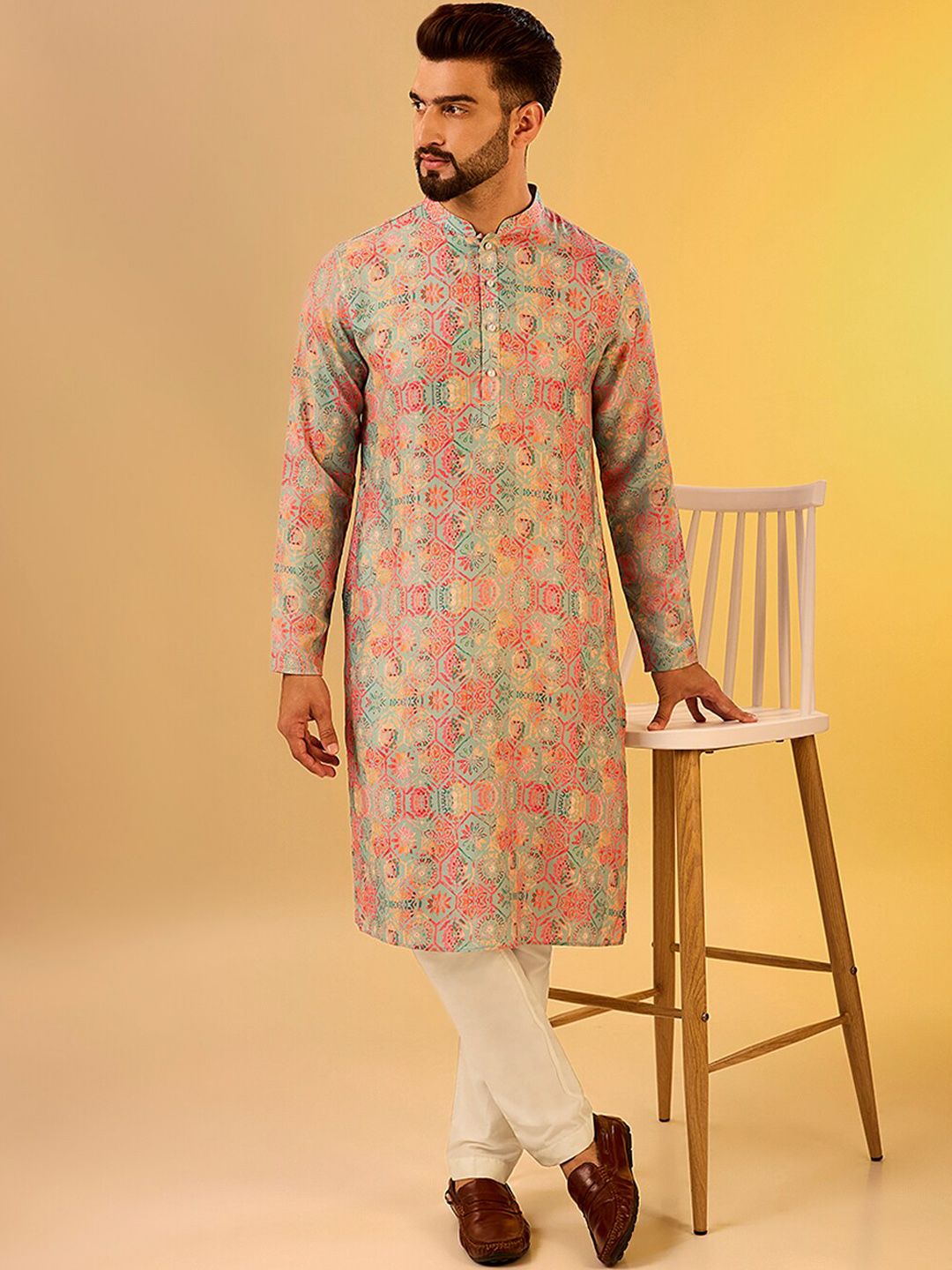 KISAH Men Abstract Printed Regular Fit Kurta