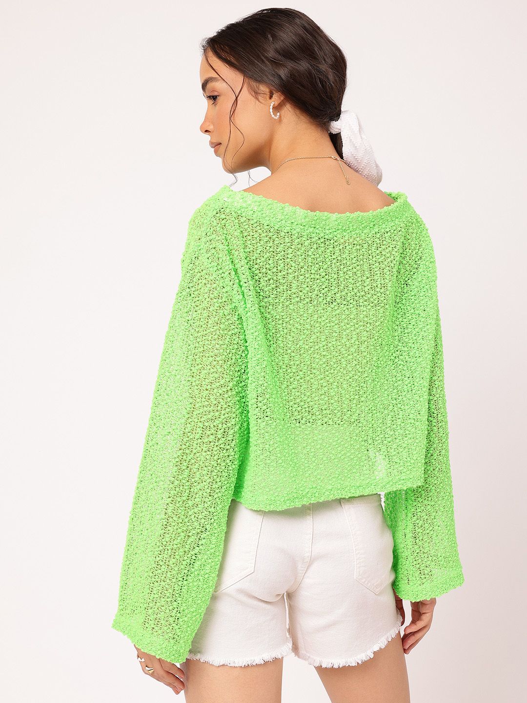 DressBerry Boucle Paradise Semi Sheer Boxy Top