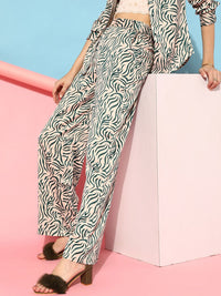 STREET 9 Women Elegant Beige Abstract Trousers